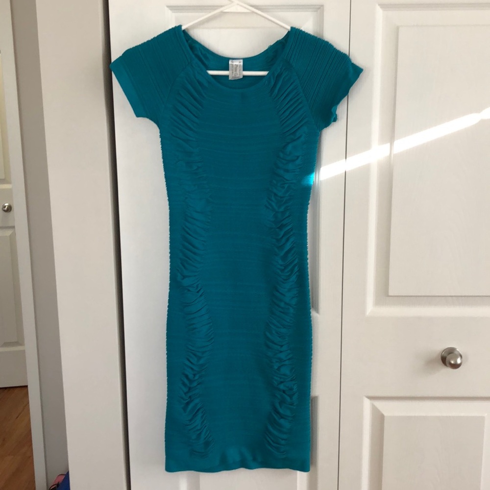 Spandex/polyester teal dress